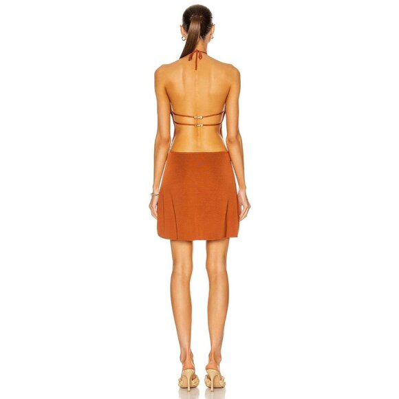 Cult Gaia Leslie Knit Dress in Spice Large New Womens Mini Metallic Cocktail - Picture 5 of 15